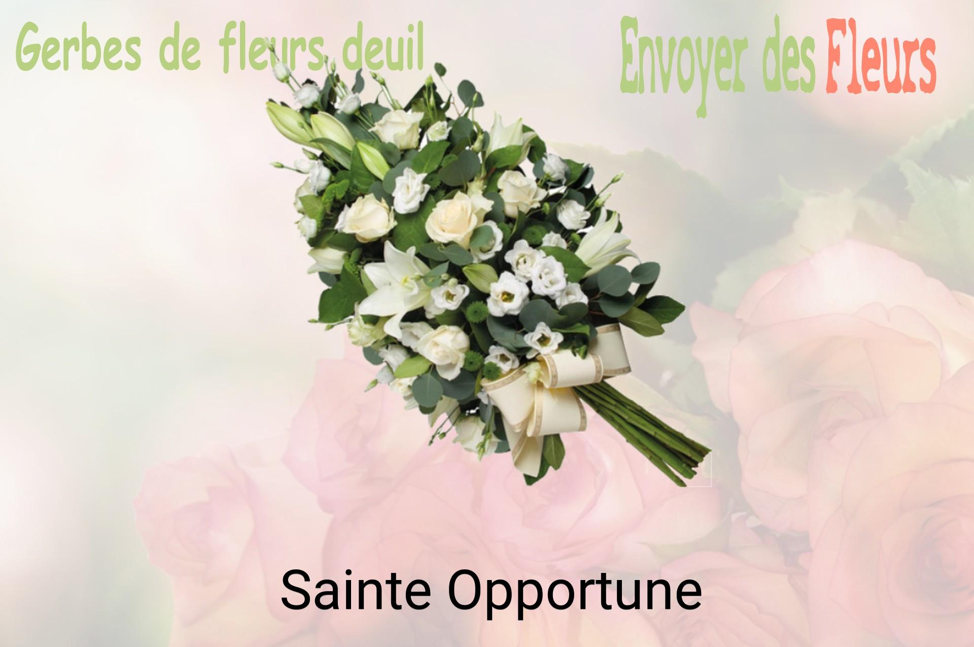 Gerbe de fleurs de deuil livrée à Sainte-Opportune